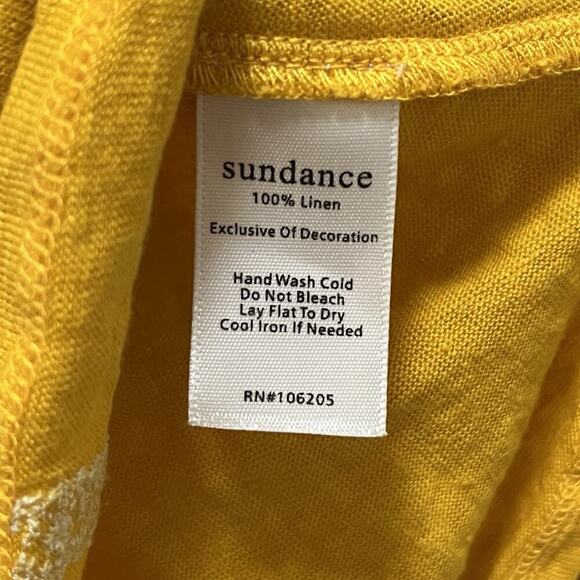 Sundance Linen Embroidered Dancing Garden Top Size S Yellow Off the Shoulder - Picture 6 of 6